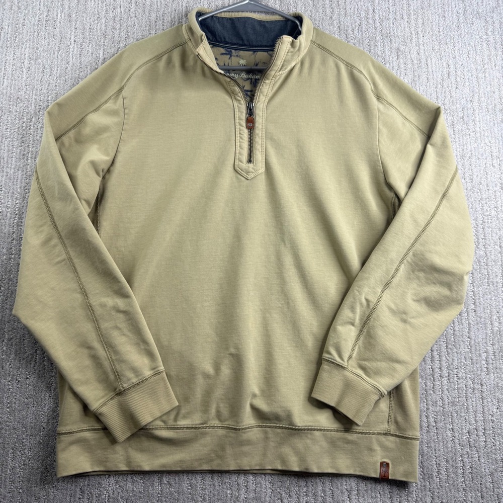 Tommy Bahama 1/4 Zip Sweatshirt Mens Size Large Beige